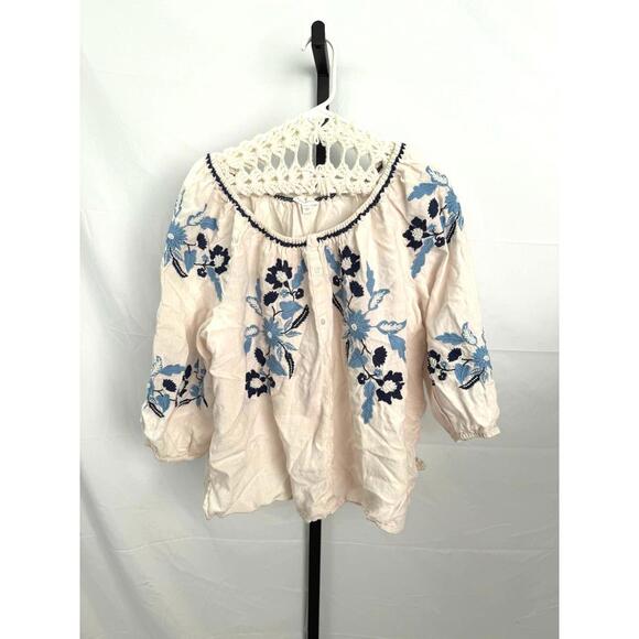 Charter Club 2X Women's Embroidered Floral Blouse with Button Front - Picture 1 of 6